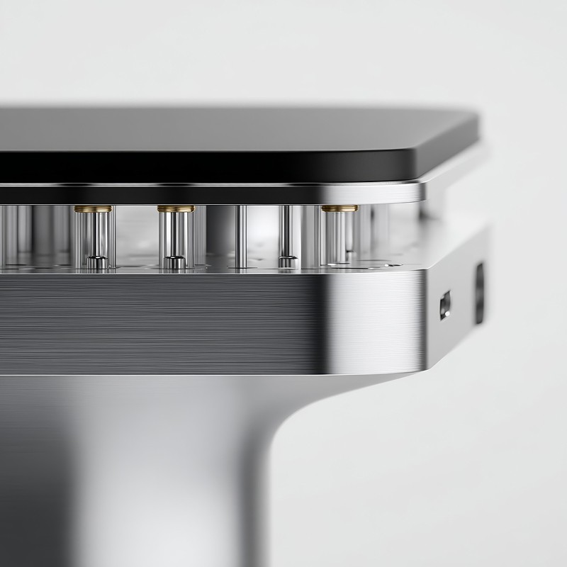 Neural Core module, a brushed aluminium device with exposed connector pins