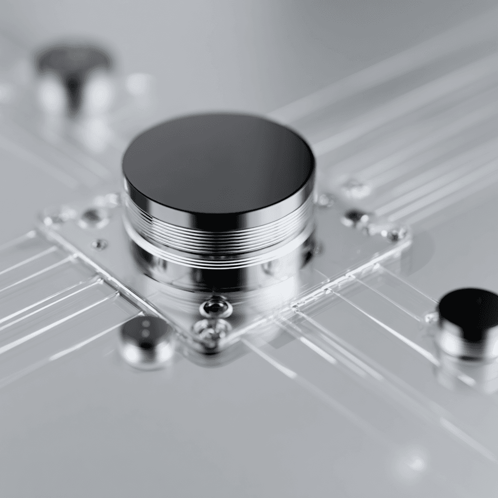 Scale Matrix module, a metal disc mounted on a glass circuit board