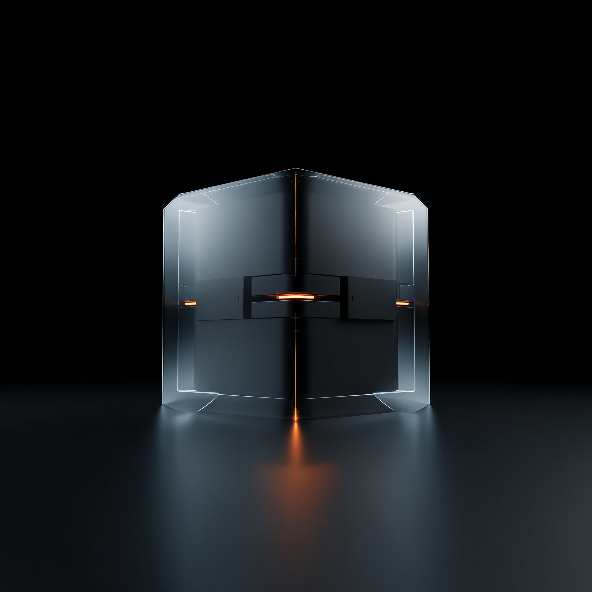 Step 4, Auto Guard: a glass cube with an orange light core